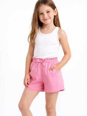 SHEIN Pink Ruffled Bow Cotton Shorts Size 6 Girls